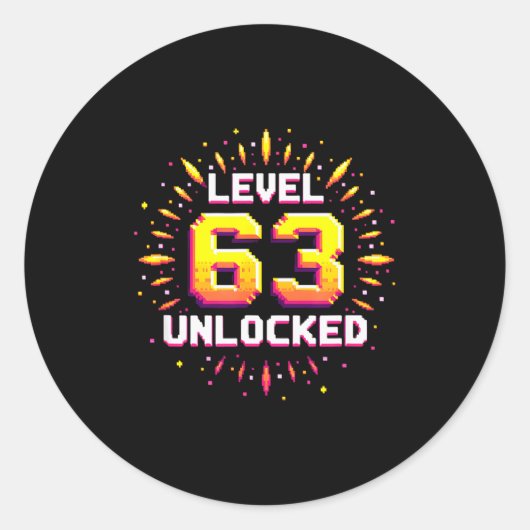 Level 63 Unlocked Birthday Gift Gamer Milestone  Ronde Sticker (Voorkant)