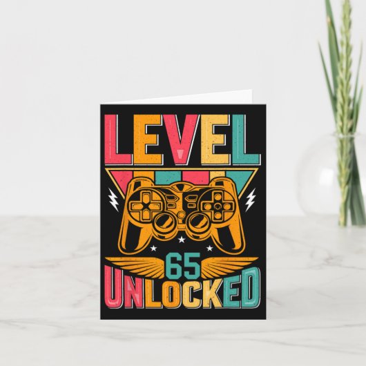 Level 65 ontgrendelde videogame 65e verjaardag gam kaart (Voorkant)