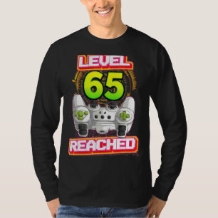 Level 65 Reached Gamer 65th Birthday Video Gaming T-shirt