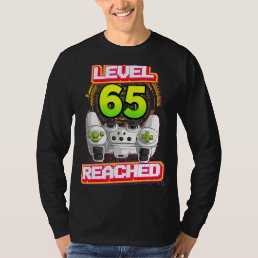 Level 65 Reached Gamer 65th Birthday Video Gaming T-shirt (Voorkant)