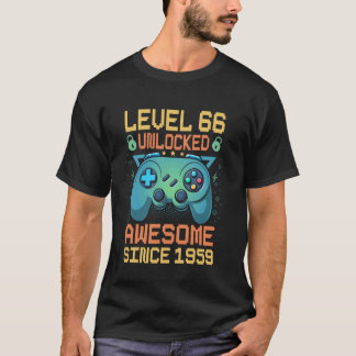 Level 66 Ontgrendeld video Gamer 66ste verjaardag T-shirt