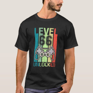 Level 66 Onvergrendelde videogamer 66th Birthday T T-shirt