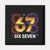 Level 67 Complete Six Seven Birthday Fireworks  Magneet (Voorkant)