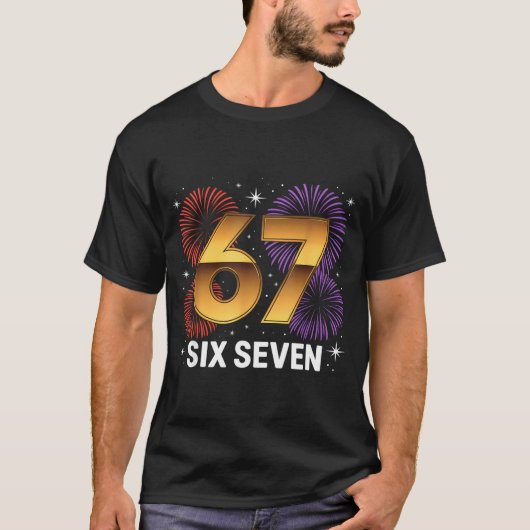 Level 67 Complete Six Seven Birthday Fireworks  T-shirt (Voorkant)