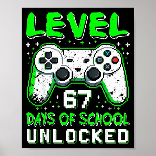 Level 67 Days Of School Unlocked Boys 67th Day Of  Poster (Voorkant)
