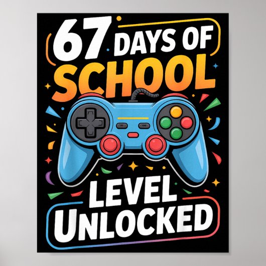 Level 67 Days Of School Unlocked Boys 67th Day Of  Poster (Voorkant)