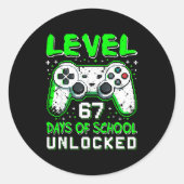 Level 67 Days Of School Unlocked Boys 67th Day Of  Ronde Sticker (Voorkant)