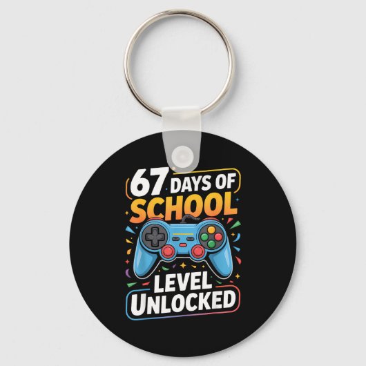 Level 67 Days Of School Unlocked Boys 67th Day Of  Sleutelhanger (Voorkant)