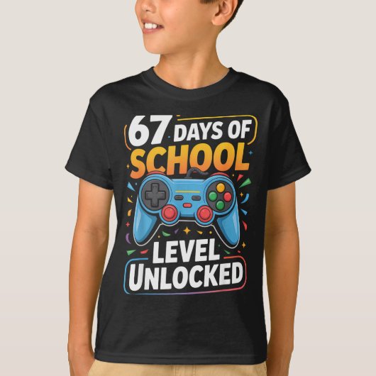 Level 67 Days Of School Unlocked Boys 67th Day Of  T-shirt (Voorkant)