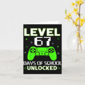 Level 67 Days Of School Unlocked Funny Gamer Kids  Kaart (Gele Bloem)