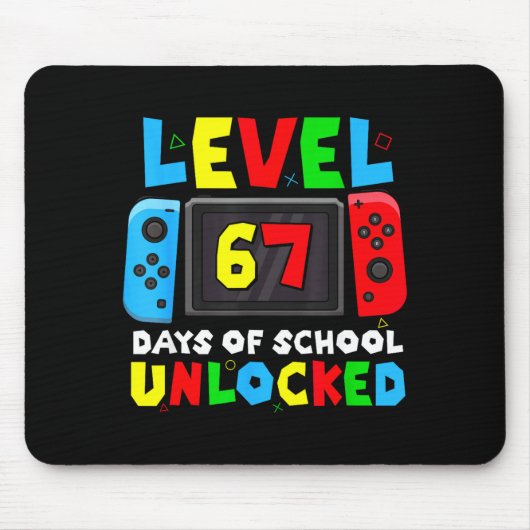 Level 67 Days Of School Unlocked Gamer Video Funny Muismat (Voorkant)
