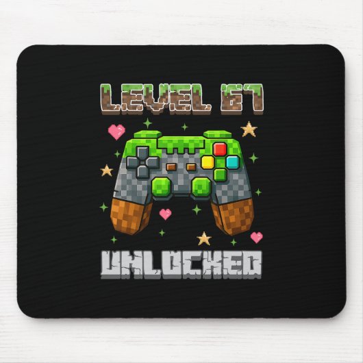 Level 67 Ontgrendelde Gaming School Meme Zes Zeven Muismat (Voorkant)