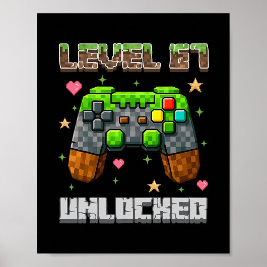 Level 67 Ontgrendelde Gaming School Meme Zes Zeven Poster (Voorkant)