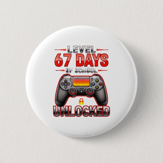 Level 67e dagen van school ontgrendeld Gamer Video Ronde Button 5,7 Cm (Voorkant)