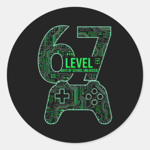 Level 67e dagen van school ontgrendeld Gamer Video Ronde Sticker