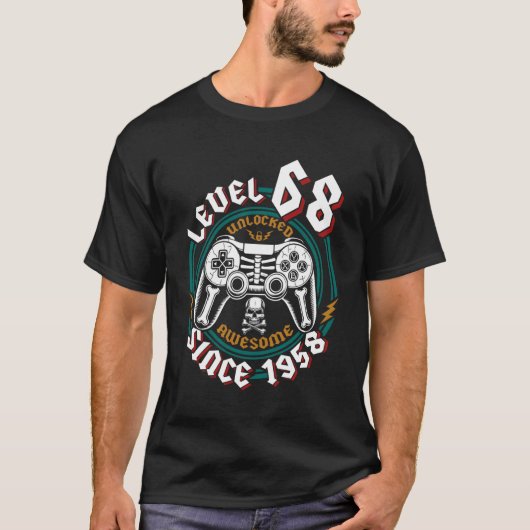 Level 68 Ontgrendeld Geweldig Sinds 1958 68ste Ver T-shirt (Voorkant)