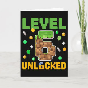 Level 6 Ontgrendeld 6de Verjaardag Gamen Jongens G Kaart
