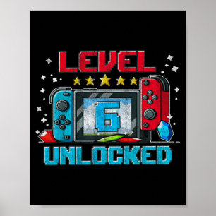 Level 6 Ontgrendeld 6e Verjaardag Cadeaus Jongens  Poster