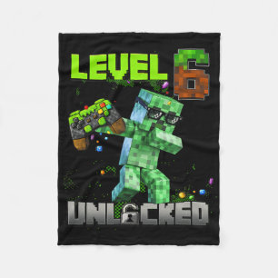 Level 6 Ontgrendeld Funny Verjaardags Jongen Pixel Fleece Deken