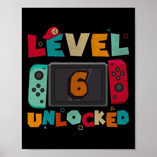 Level 6 Ontgrendeld Gamen Verjaardag Jongens Kind  Poster (Voorkant)