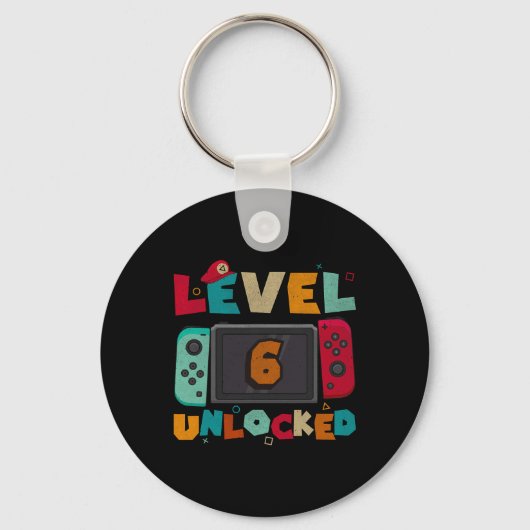 Level 6 Ontgrendeld Gamen Verjaardag Jongens Kind Sleutelhanger (Voorkant)