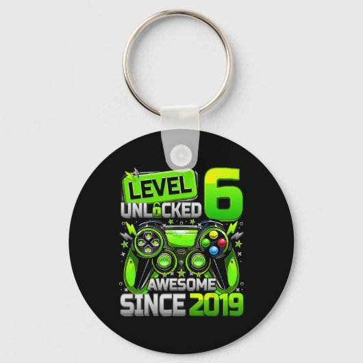 Level 6 Ontgrendeld Geweldig Sinds 6e Verjaardag G Sleutelhanger (Voorkant)