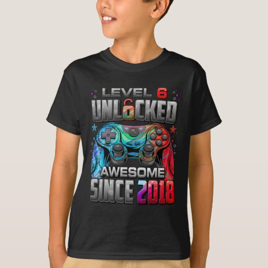 Level 6 Ontgrendeld Geweldig Sinds 6e Verjaardag G T-shirt (Voorkant)