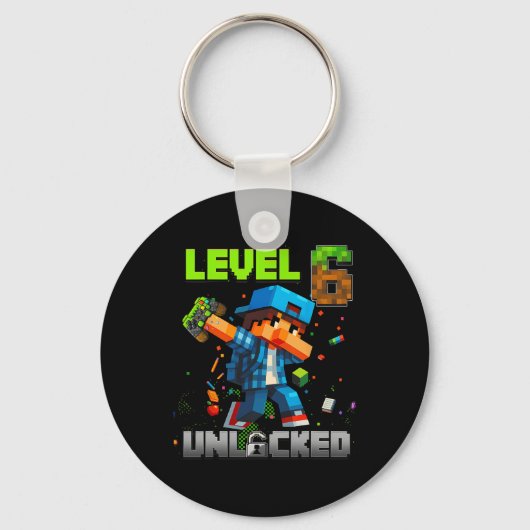 Level 6 Ontgrendeld Grappige Verjaardag Jongen Pix Sleutelhanger (Voorkant)
