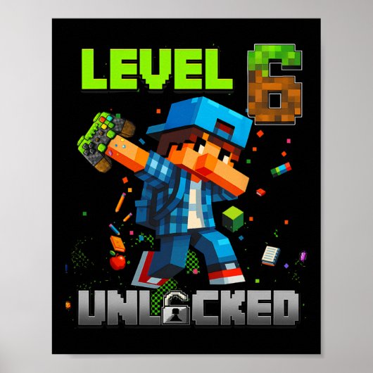 Level 6 Ontgrendeld Grappige Verjaardagsjongen Pix Poster (Voorkant)