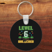 Level 6 Ontgrendeld Pixel Gamer 6de Verjaardag Gam Sleutelhanger (Voorkant)