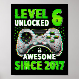 Level 6 Ontgrendeld Videospel 6 Jaar Oude Jongen 6 Poster