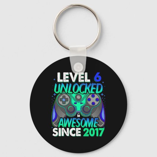 Level 6 Ontgrendeld Videospel 6 Jaar Oude Jongen 6 Sleutelhanger (Voorkant)