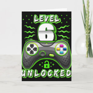 Level 6 Ontgrendeld Videospel 6de Verjaardag Gamer Kaart