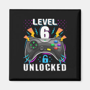 Level 6 Ontgrendeld Videospel 6de Verjaardag Gamer Magneet