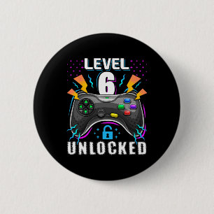 Level 6 Ontgrendeld Videospel 6de Verjaardag Gamer Ronde Button 5,7 Cm