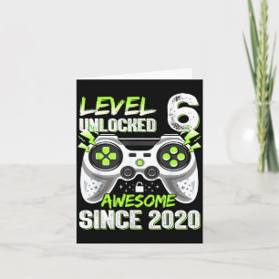 Level 6 ontgrendeld videospel 6de verjaardag jonge kaart