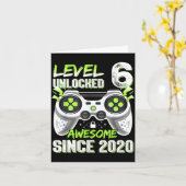 Level 6 ontgrendeld videospel 6de verjaardag jonge kaart (Gele Bloem)
