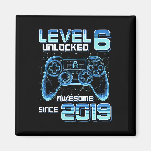Level 6 Ontgrendeld Videospel Feest 6e Verjaardag  Magneet (Voorkant)