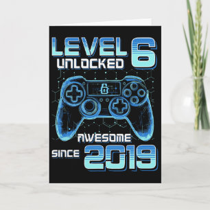 Level 6 Ontgrendeld Videospel Feestje 6e Verjaarda Kaart