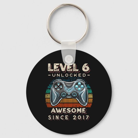 Level 6 Ontgrendeld Videospel Zes 6de Verjaardag 6 Sleutelhanger (Voorkant)