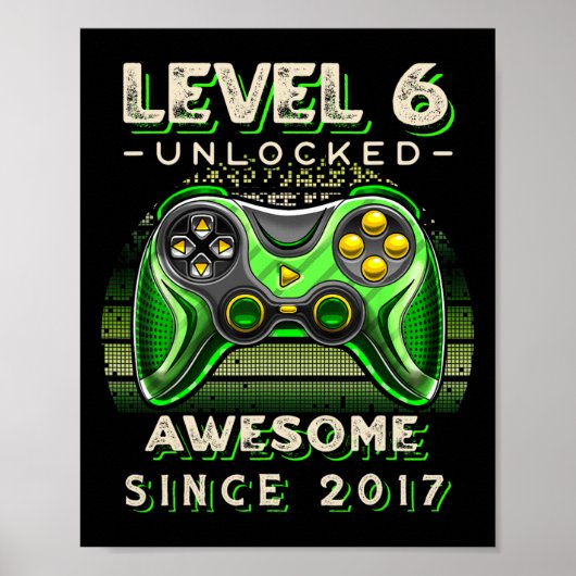 Level 6 Ontgrendeld Videospel Zes 6e Verjaardag 6 Poster (Voorkant)