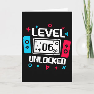Level 6 Ontgrendelde Gamer - 6e Verjaardag Cadeau  Kaart