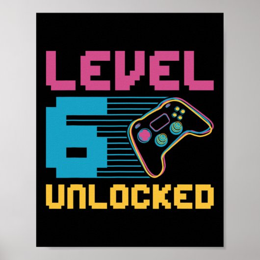 Level 6 Ontgrendelde Verjaardag voor Gaming Poster (Voorkant)