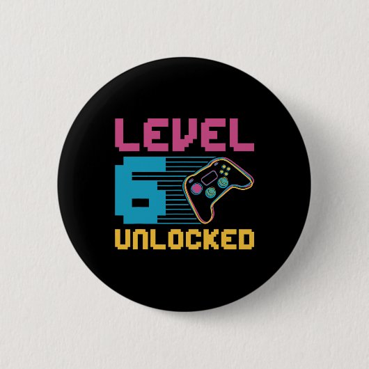 Level 6 Ontgrendelde Verjaardag voor Gaming Ronde Button 5,7 Cm (Voorkant)