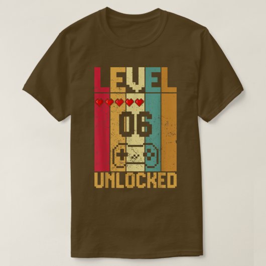 Level 6 Unlocked Awesome 2016 Video Game 6th Birth T-shirt (Design voorkant)