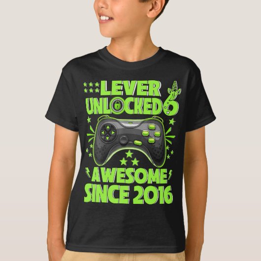 Level 6 Unlocked Awesome 2016 Video Game 6th Birth T-shirt (Voorkant)