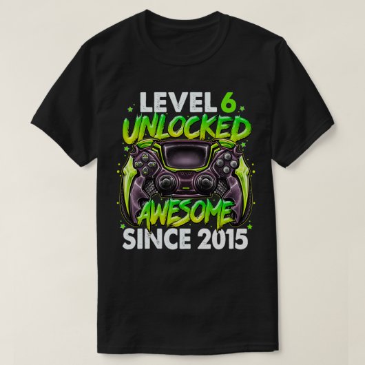 Level 6 Unlocked Awesome Since 2015 6th Birthday G T-shirt (Design voorkant)