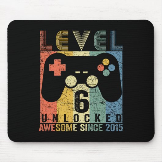 Level 6 Unlocked Awesome Video Game 6th Birthday B Muismat (Voorkant)
