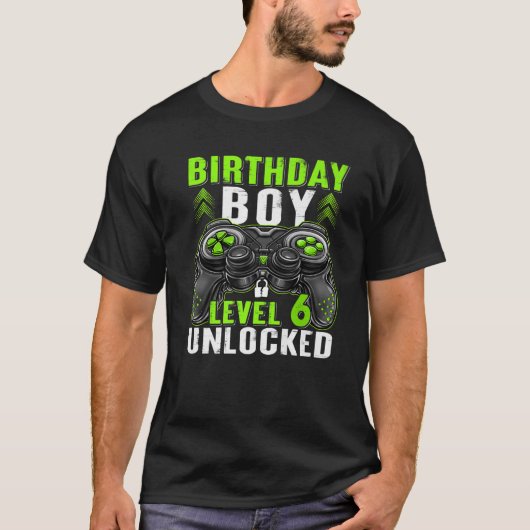 Level 6 Unlocked Birthday Boy 6 Year Old Boys Gami T-shirt (Voorkant)
