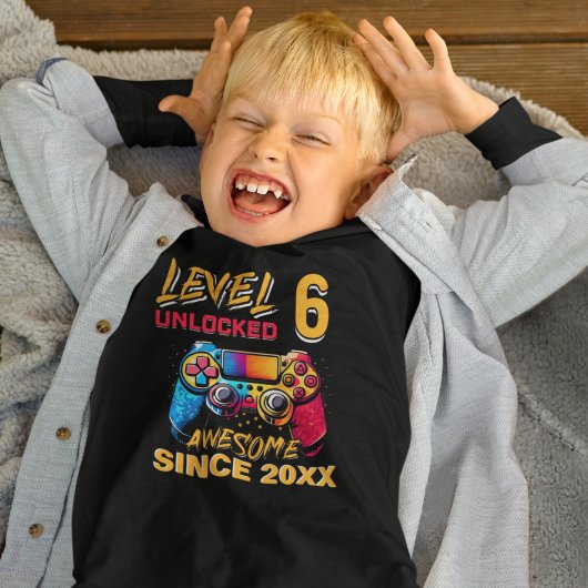 Level 6 Unlocked - Fun Birthday 6 Gamer  T-shirt